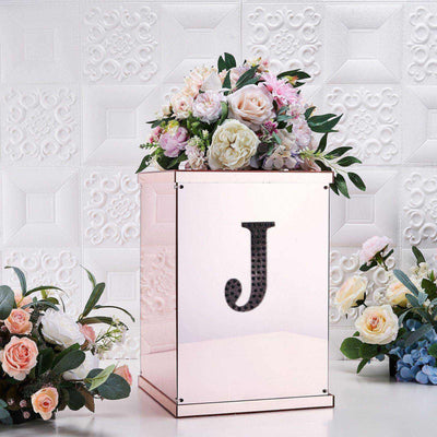 Decorative Rhinestone Alphabet "J" Letter Stickers, Glitter Adhesive Craft Letters Black DIY Sparkle Embellishments 6"