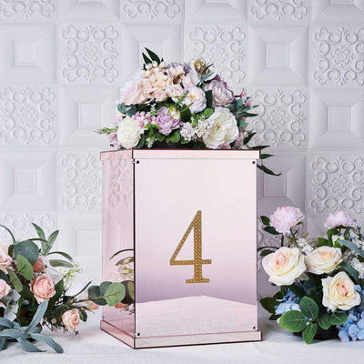 Decorative Rhinestone Number "4" Stickers, Glitter Adhesive Craft Numbers Gold DIY Sparkle Embellishments 6"