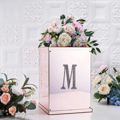 Decorative Rhinestone Alphabet "M" Letter Stickers, Glitter Adhesive Craft Letters Silver DIY Sparkle Embellishments 6"