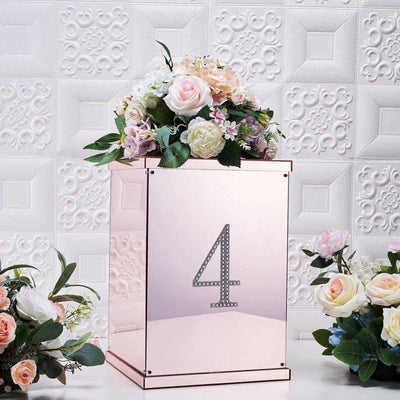 Decorative Rhinestone Number "4" Stickers, Glitter Adhesive Craft Numbers Silver DIY Sparkle Embellishments 6"