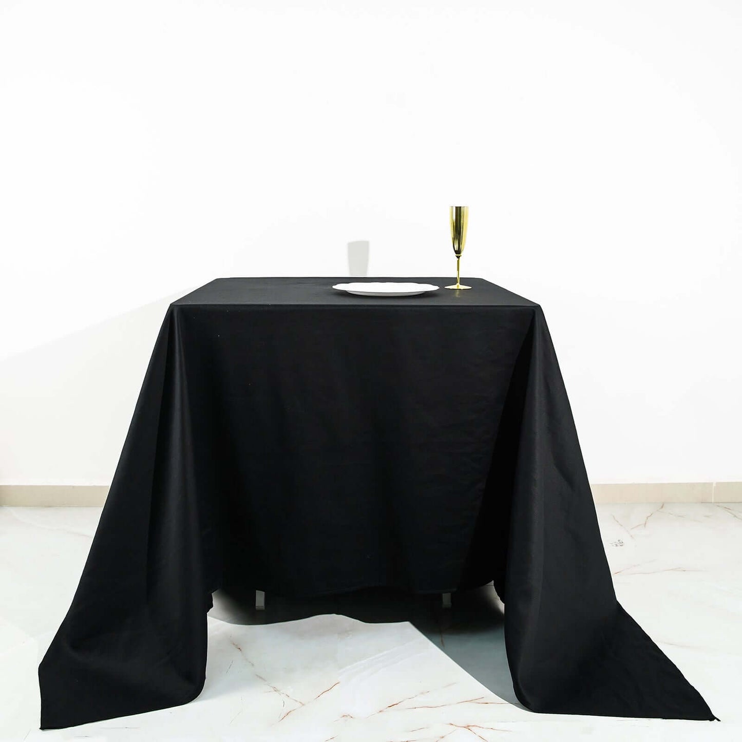 100% Cotton 90"x90" Square Tablecloth Black Linen - Soft & Breathable Fabric Table Cover