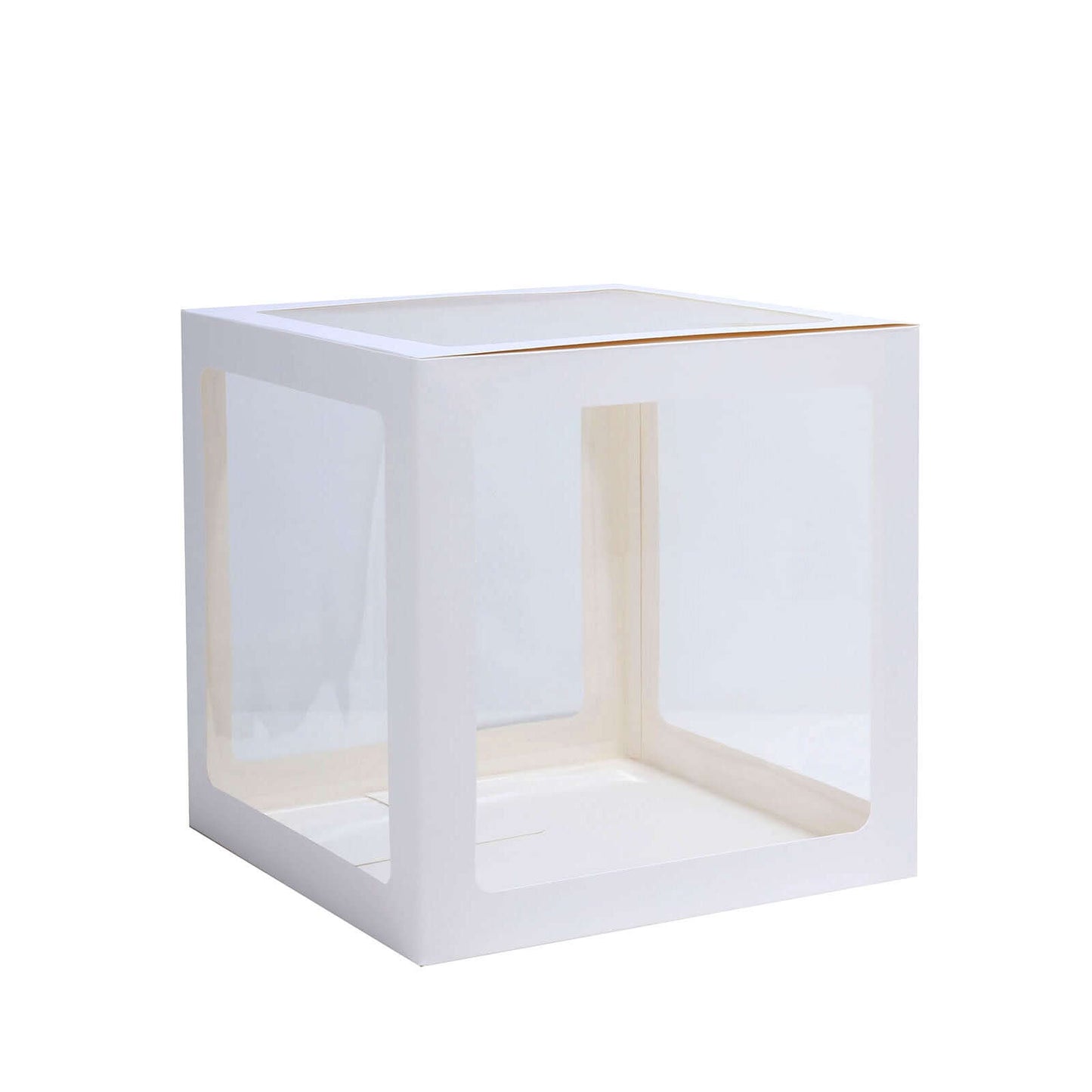 2 Pack 12" White Clear Baby Shower Party Decoration Boxes, Transparent DIY Balloon Boxes