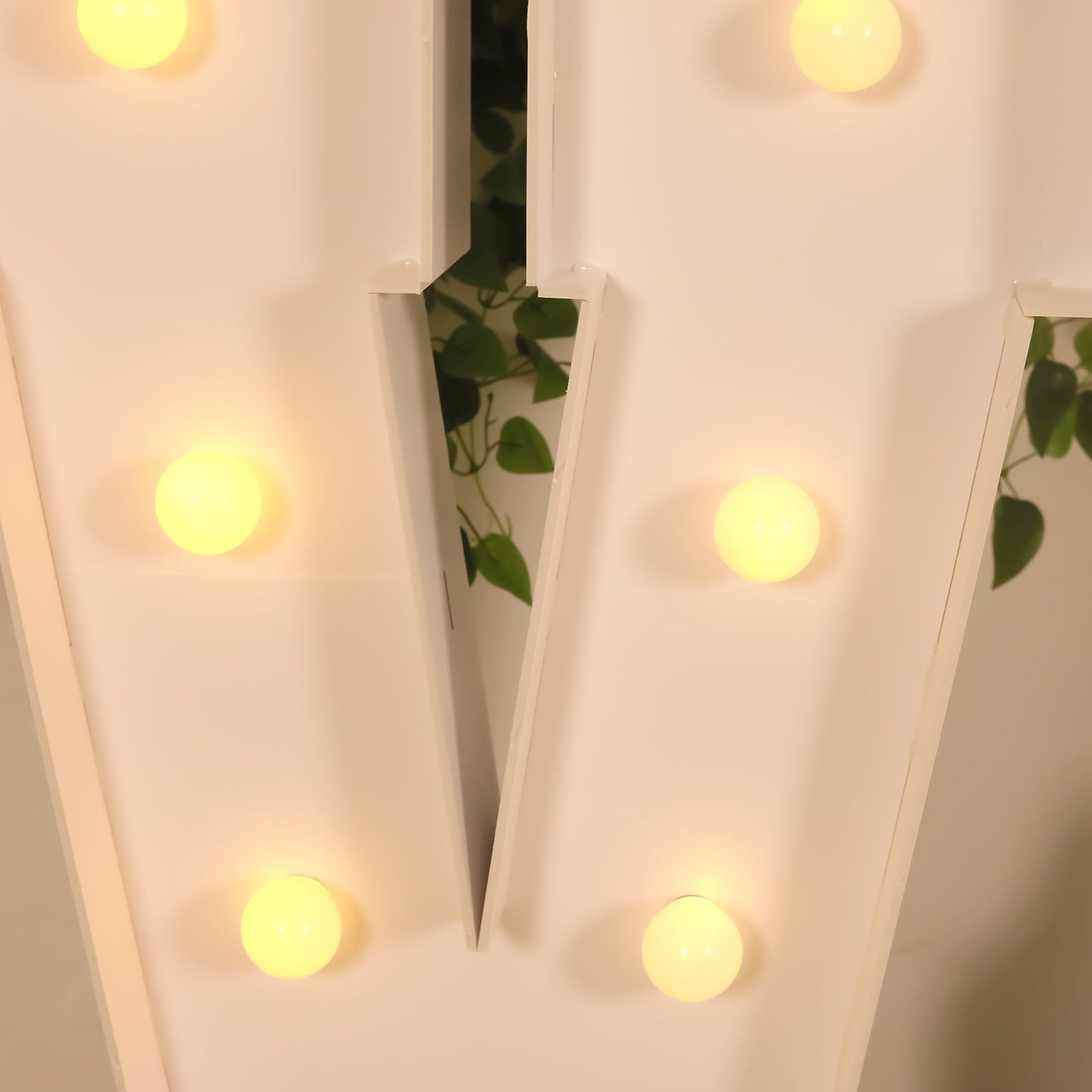 Giant LED Marquee Light Up Letter "V", White 4ft Pre-Cut Foam Board with 10 Warm White Battery Operated LEDs, Glue Gun and Sticks