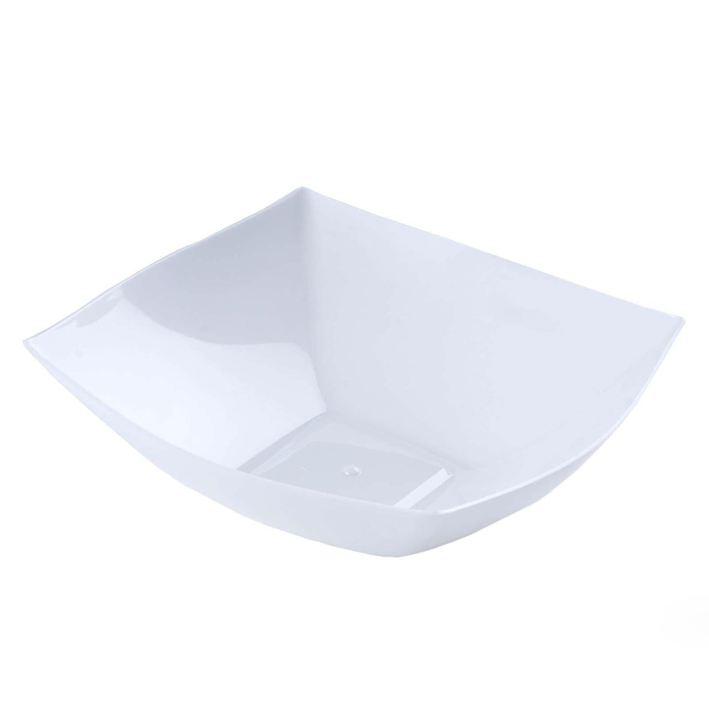 4-Pack Plastic Serving Bowls White Square - Lightweight Medium Disposable Dishes for Events 32oz