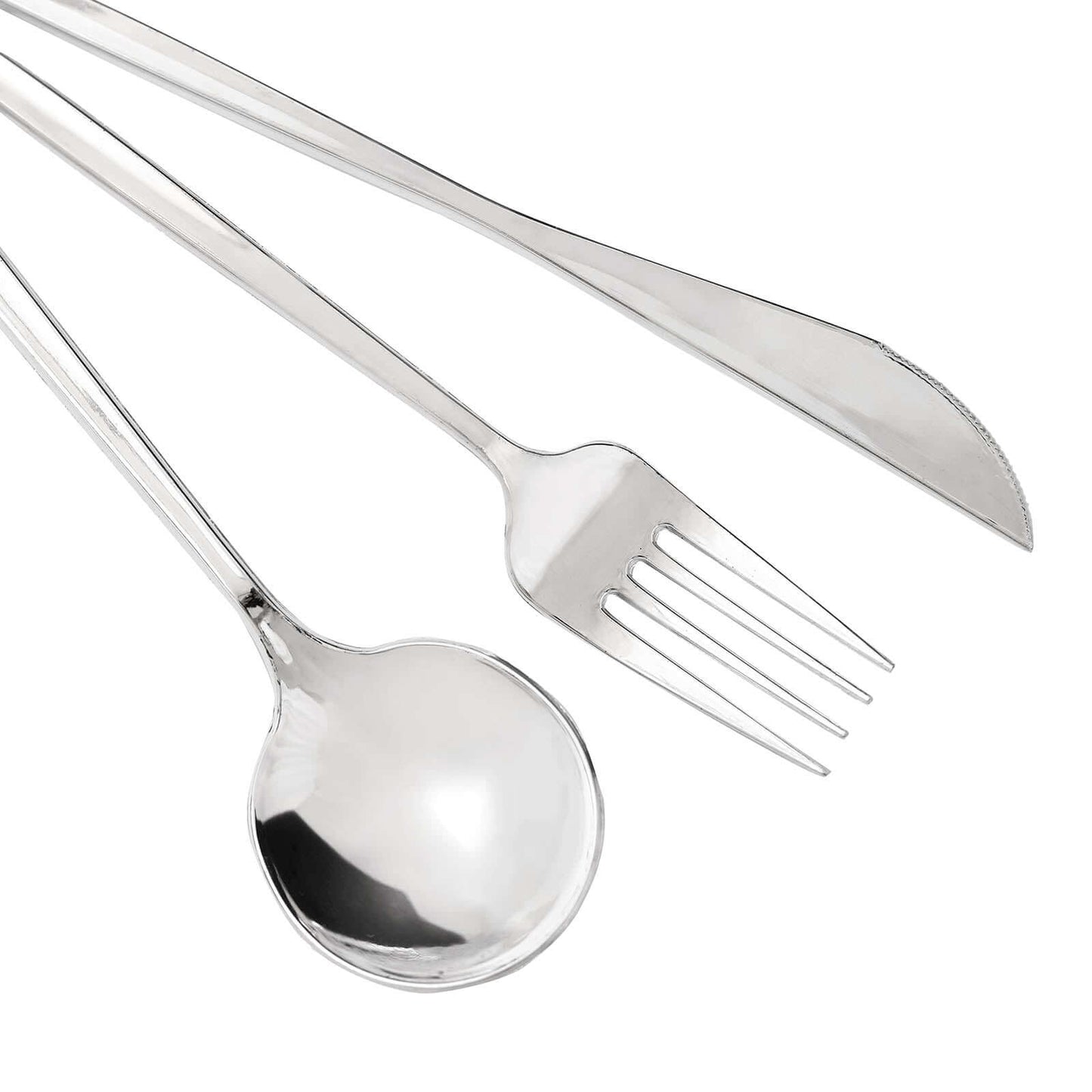 24-Pack Plastic Flatware Set with Sleek Modern Design Silver - Premium Disposable Silverware 8"