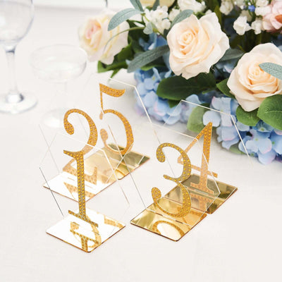 5-Pack Acrylic Table Sign Holders Hexagon Design Clear/Gold - Ideal for Modern Event Centerpieces 5"