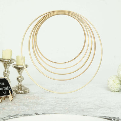 Set of 5 Natural Wooden Rings for Crafts, Floral Hoop Wreath