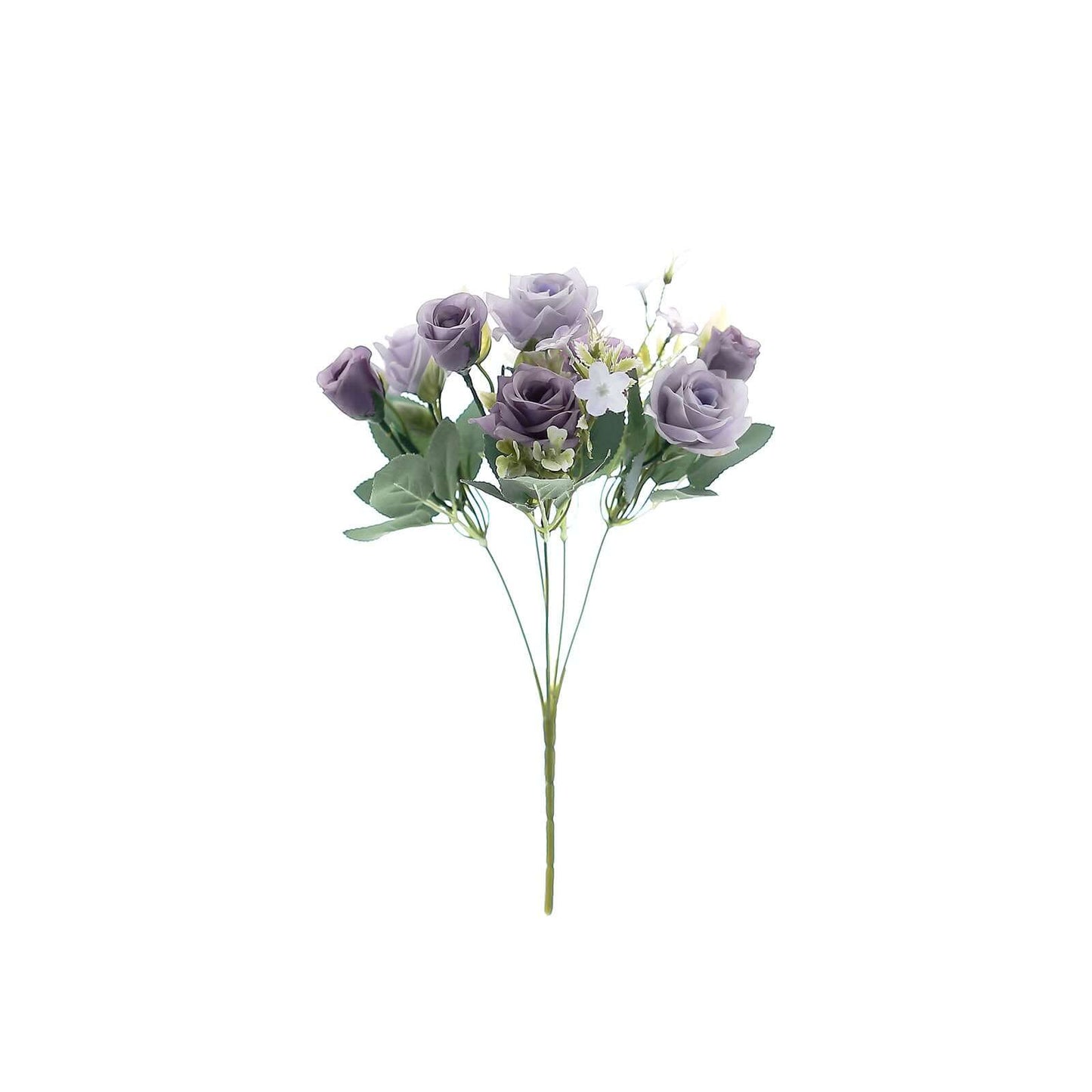 4 Bushes 12" Lavender Lilac Real Touch Artificial Silk Rose Flower Bouquet, Faux Bridal Flowers