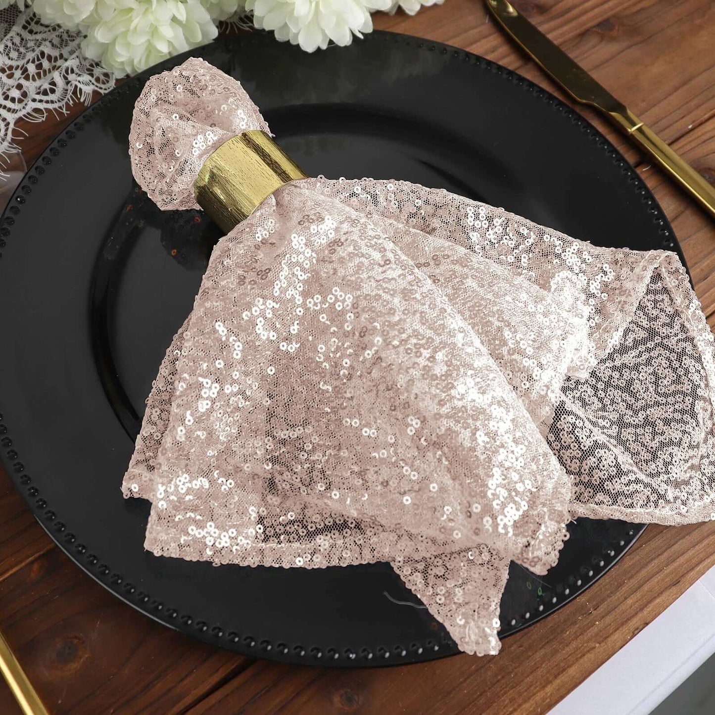 Sequin 20"x20" Napkin Blush - Shimmering Dinner Napkin