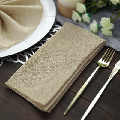 5 Pack Faux Jute 19"x19" Napkins Natural - Authentic Burlap Look Cloth Napkins