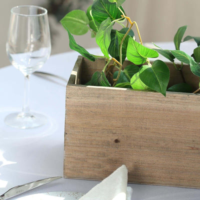 Natural Wood Planter Rectangular Box 24’’x6’’- Natural Decor with Removable Plastic Liner for Tables - Planters