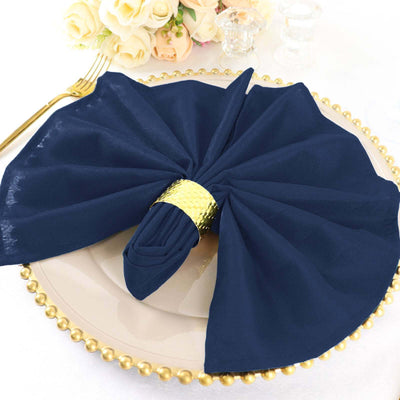 5 Pack Polyester 20"x20" Napkins Navy Blue - Wrinkle Resistant & Easy Care Cloth Napkins