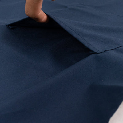 Navy Blue Premium Polyester Cooking Chef Apron with Adjustable Neck and Long Ties Waterdrop Resistant 2 Pockets Unisex