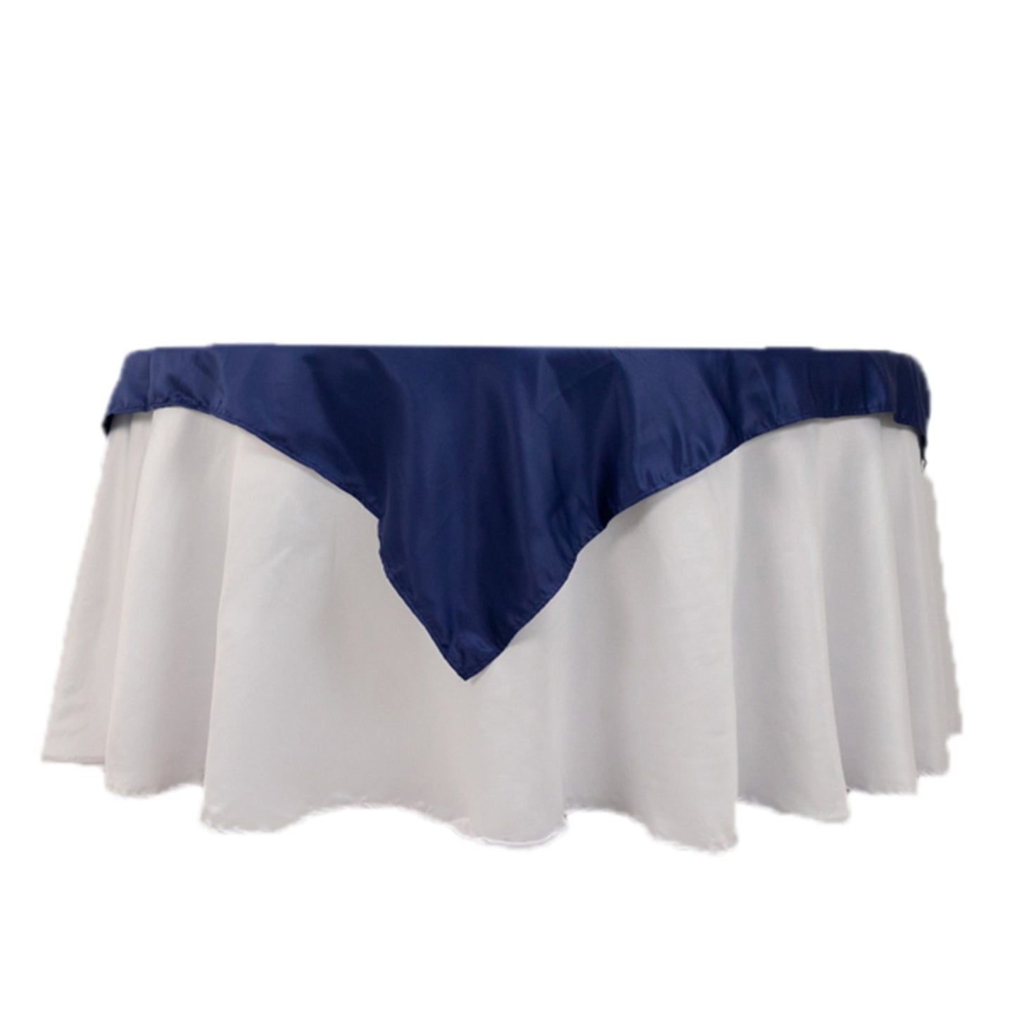 Lamour Satin 54"x54" Table Overlay Square Tablecloth Navy Blue - Durable & Silk-Like Table Cover