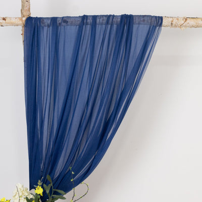 Navy Blue Sheer Backdrop Drape – 5ft x 14ft Wedding Arch & Ceiling Decor Panel Wrinkle Free with Soft Shimmer