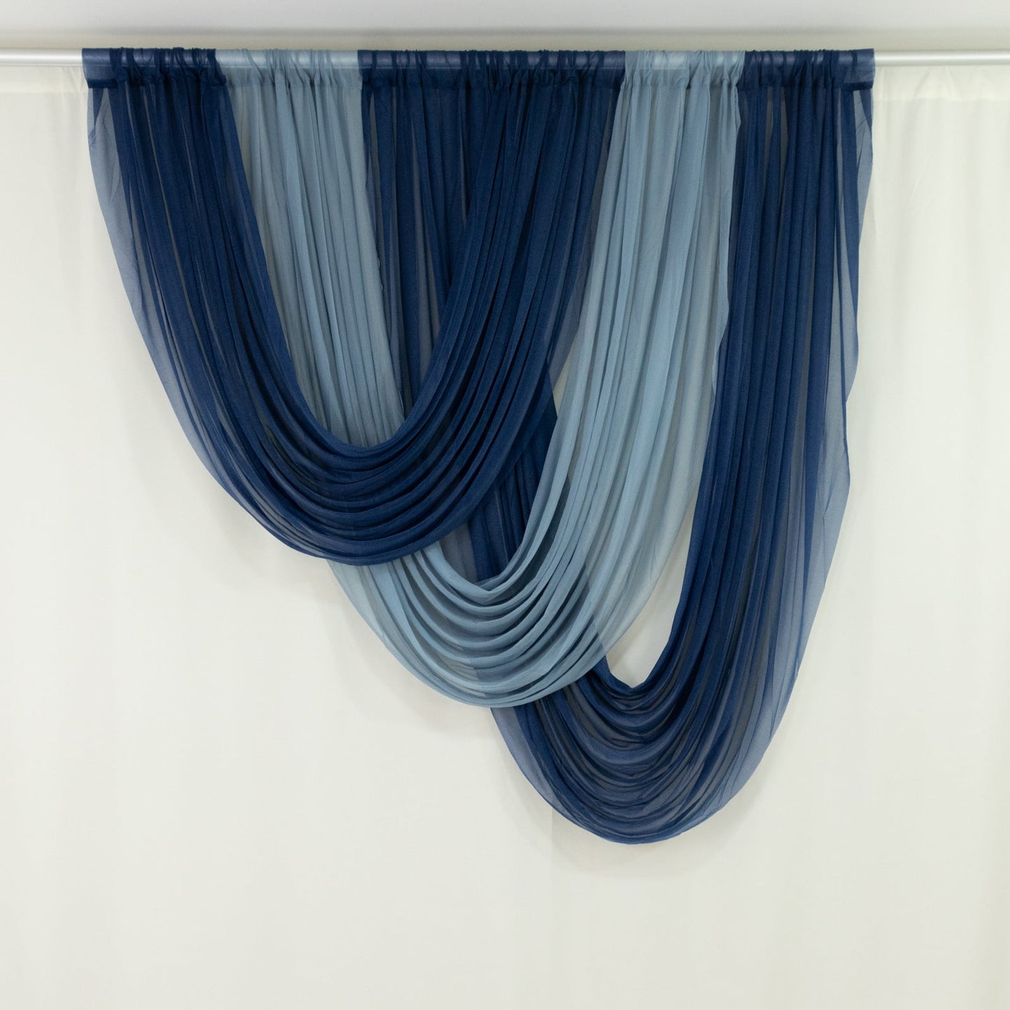 Navy Blue Sheer Chiffon Valance Curtain 4ft x 6ft – Wedding Arch Drape with Rod Pocket Voile Backdrop Panel