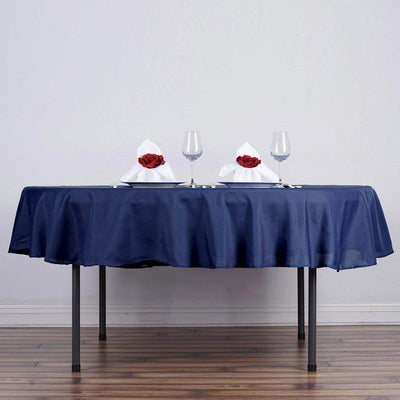Polyester 90" Round Tablecloth Navy Blue - Stain & Wrinkle-Resistant Table Cover