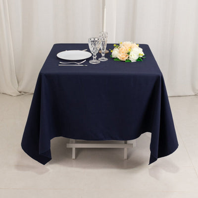 Cotton Blend 70"x70" Square Tablecloth Navy Blue - Wrinkle-Resistant Fabric Table Cover