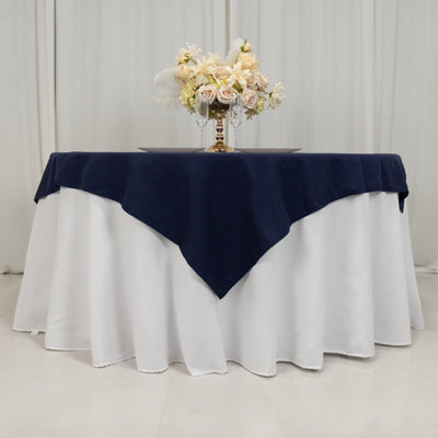 Cotton Blend 54"x54" Table Overlay Square Tablecloth Navy - Wrinkle-Resistant Table Topper