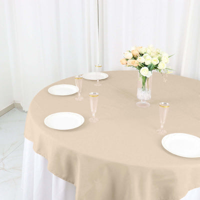 Polyester 54"x54" Table Overlay Square Tablecloth Nude - Wrinkle-Resistant & Durable Table Cover