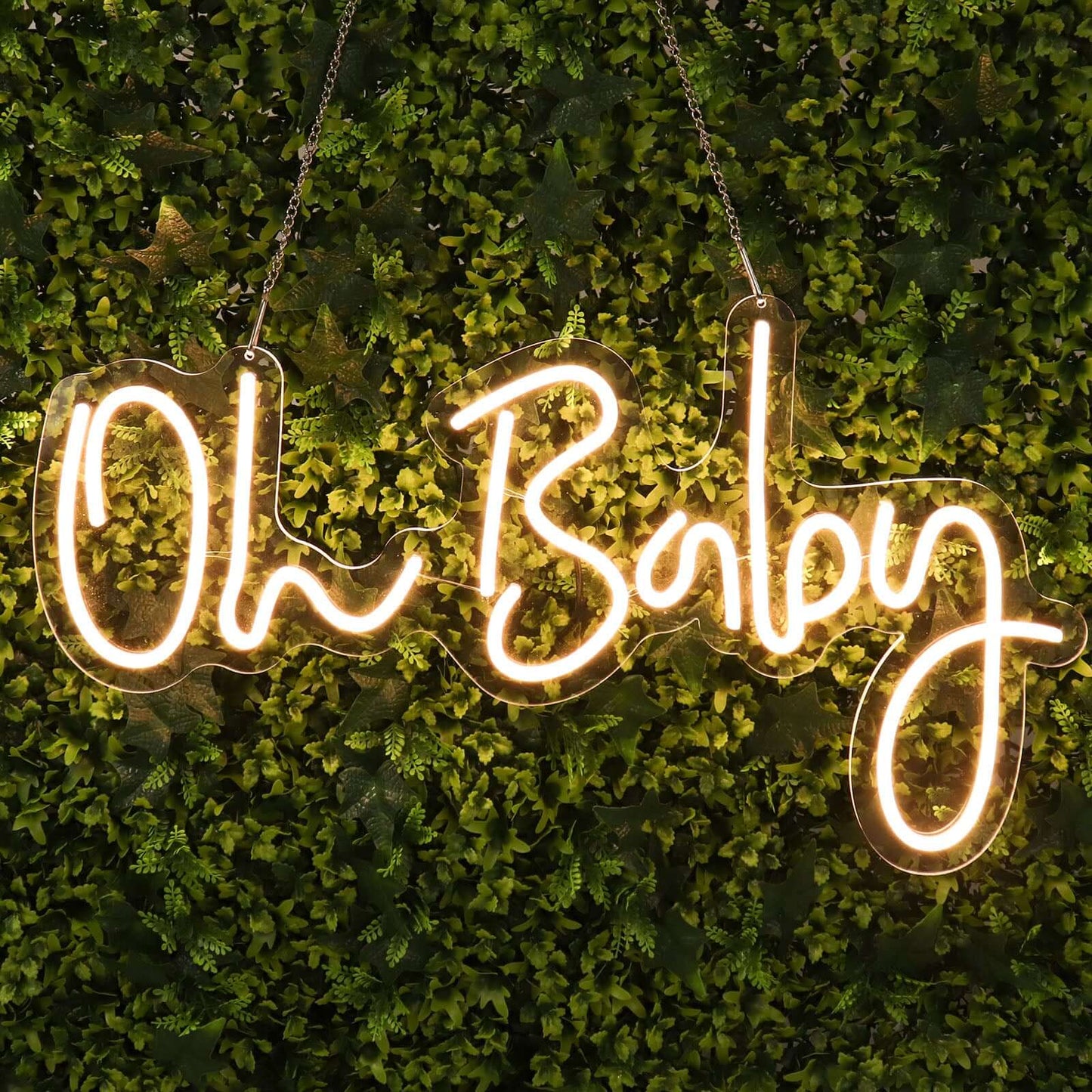 26" Oh Baby Neon Light Sign, LED Reusable Wall Décor Lights With 5ft Hanging Chain