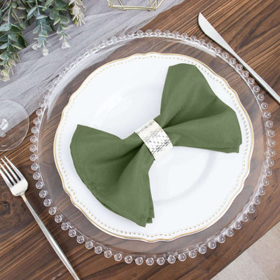 5 Pack Polyester 17"x17" Napkins Olive Green - Durable & Wrinkle Resistant Dinner Napkins