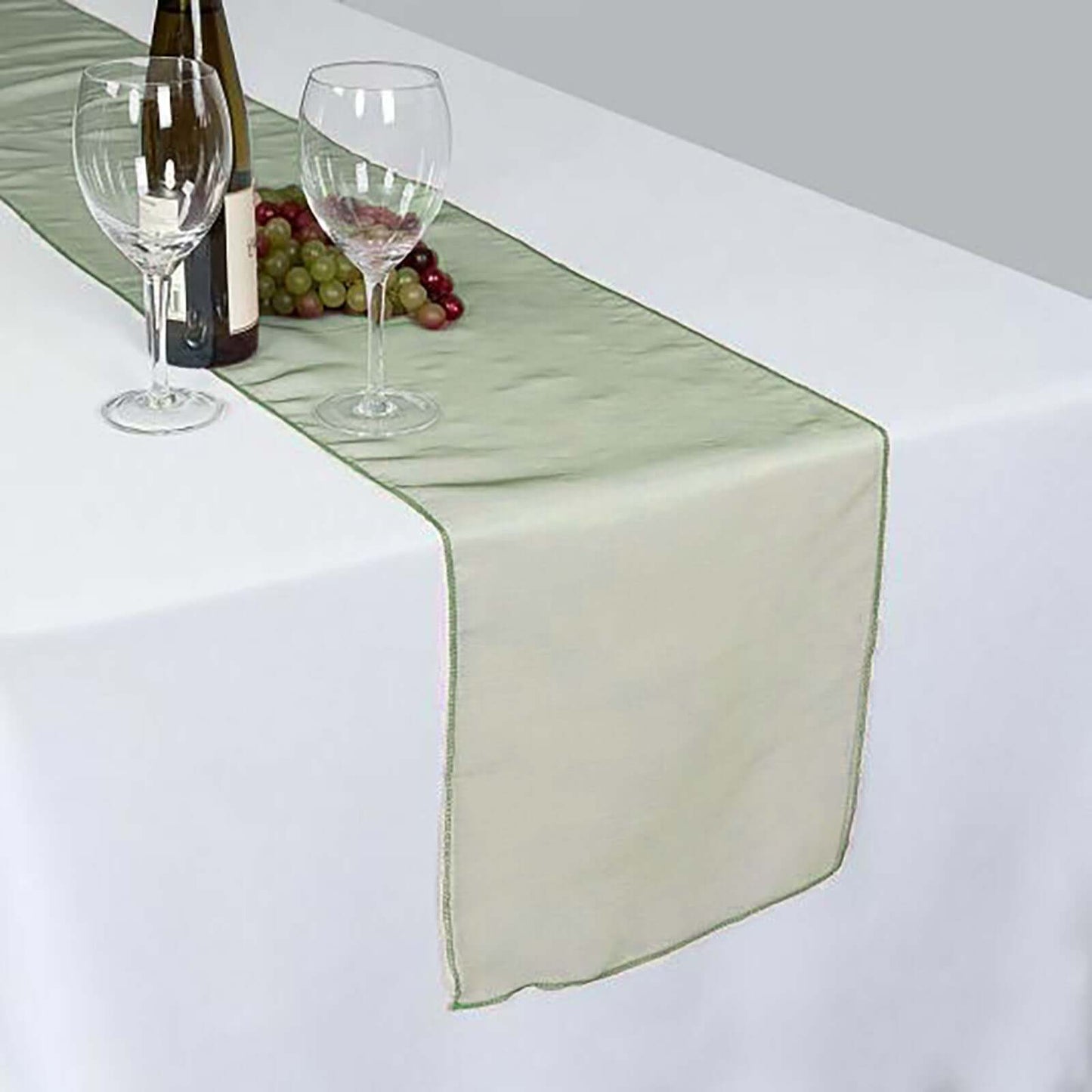 10 Pack Sheer Organza 14"x108" Table Runners Olive Green - Soft and Lightweight Table Accent