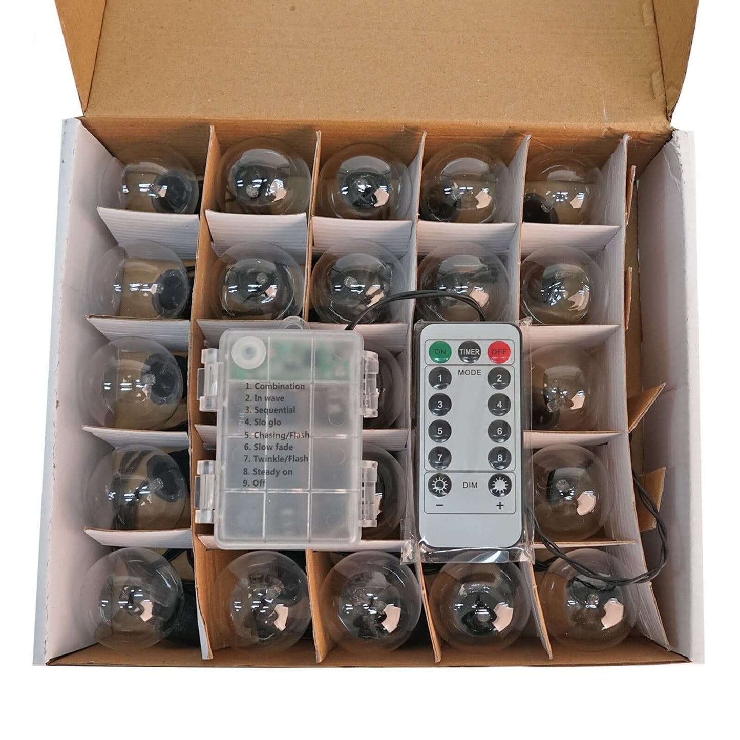 25-Pack LED String Lights 8-Mode Clear Warm White - Waterproof Remote Operated Outdoor/Indoor Bulbs 26ft