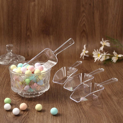 6-Pack Candy Scoops Kitchen Ice Scoop Design Clear - Plastic Disposable Supplies for Bar and Buffet Use 6"
