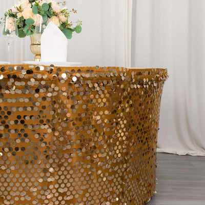 Payette Sequin 21ft Table Skirt Gold - Dual Layered Satin for Shimmering Event Décor - Table Skirts