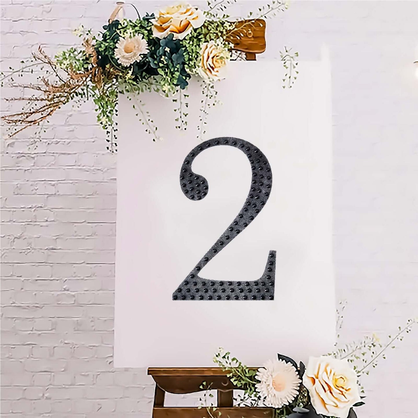 Decorative Rhinestone Number "2" Stickers, Glitter Adhesive Craft Numbers Black DIY Sparkle Embellishments 8"