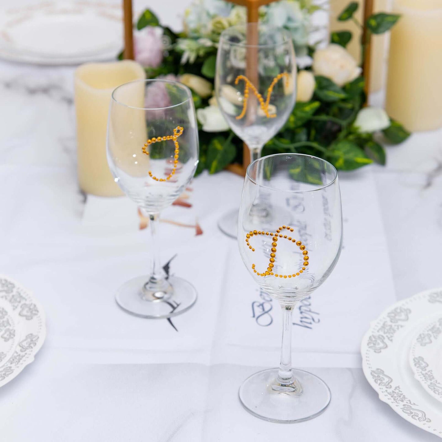 12 Pack 1.5" Gold Rhinestone Monogram Letter Jewel Sticker Self Adhesive DIY Diamond Decor - Q