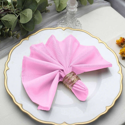 5 Pack Polyester 17"x17" Napkins Pink - Durable & Wrinkle Resistant Dinner Napkins