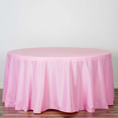 Polyester 120" Round Tablecloth Pink - Seamless Wrinkle-Resistant Table Cover