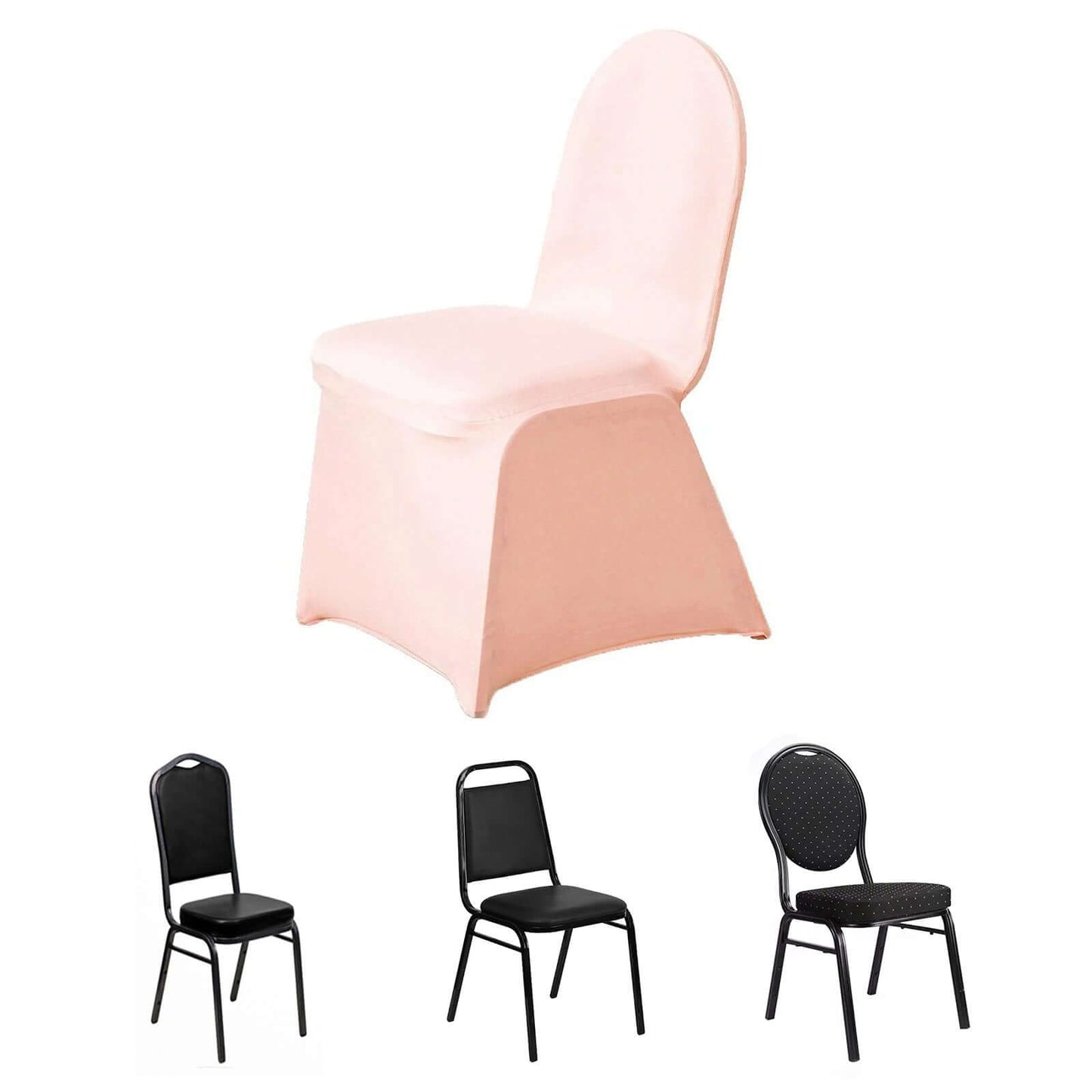 Spandex Chair Cover for Banquet Chairs Blush - Stretch 160GSM Fabric with Slip-On Slipcover