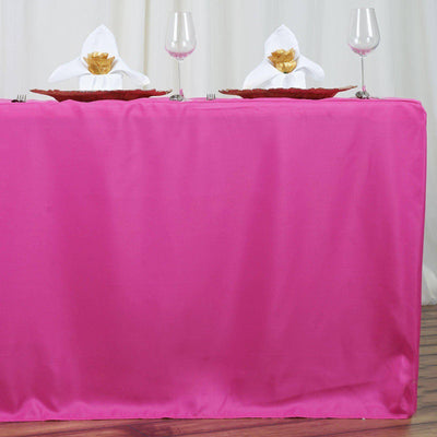 Fitted Polyester 72"x30" Rectangle Tablecloth Fuchsia - Durable Table Cover