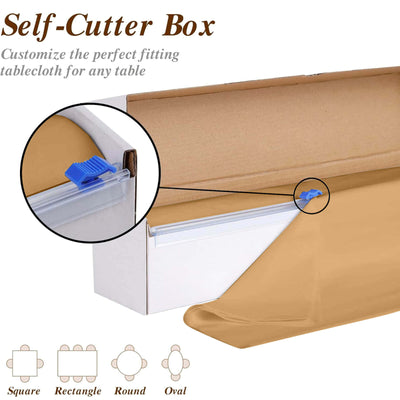 Plastic Table Cover Roll Gold with Slide Cutter - Customizable Disposable Tablecloth Roll 54’’x300ft - Tablecloths
