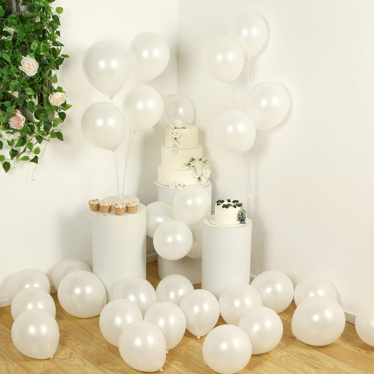 50 Pack White Biodegradable Balloons, 12" Thickened Extra Strong Eco-friendly Latex Helium Party Balloons