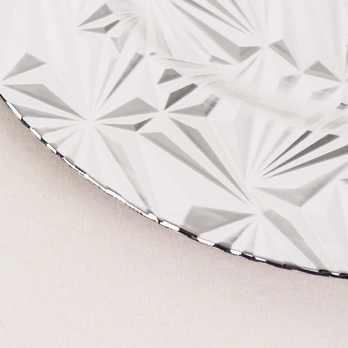 6-Pack Acrylic Round Charger Plates 13" in Metallic Silver with Rock Cut Design, Durable Plastic Dinner Charger Tableware