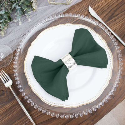 5 Pack Polyester 17"x17" Napkins Hunter Emerald Green - Durable & Wrinkle Resistant Dinner Napkins