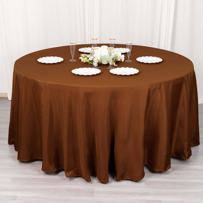 Polyester 120’’ Round Tablecloth Cinnamon Brown - Seamless Wrinkle-Resistant Table Cover - Tablecloths