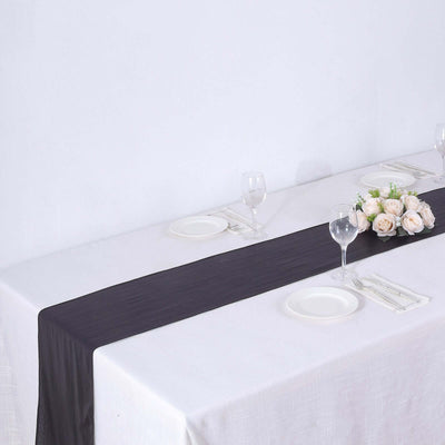 Polyester 12’’x108’’ Table Runner Black Shimmer Sequin Dots - Wrinkle-Free Finish Table Linen - Runners