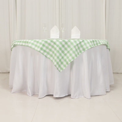 Polyester 54’’x54’’ Table Overlay Square Tablecloth White/Sage Green - Checkered Buffalo Plaid Design for Casual Table