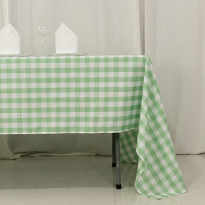 Polyester 60’’x126’’ Rectangle Tablecloth White/Sage Green - Buffalo Plaid Checkered Table Cover - Tablecloths