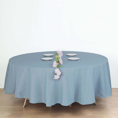 Polyester 90" Round Tablecloth Dusty Blue - Stain & Wrinkle-Resistant Table Cover
