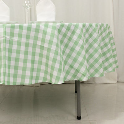 Polyester 90’’ Round Tablecloth White/Sage Green - Checkered Buffalo Plaid Table Cover - Tablecloths