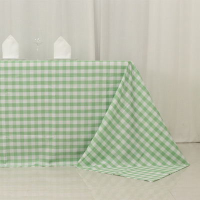 Polyester 90’’x156’’ Rectangle Tablecloth White/Sage Green - Seamless Checkered Buffalo Plaid Table Cover - Tablecloths
