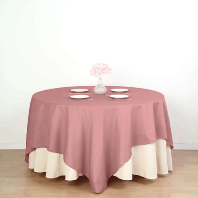 Polyester 90’’x90’’ Table Overlay Square Tablecloth Dusty Rose - Wrinkle-Resistant & Durable Table Cover - Overlays