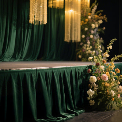 Portable Stage Skirt Hunter Emerald Green Polyester Platform Skirting Cloth for Events Performances & Wedding Staging