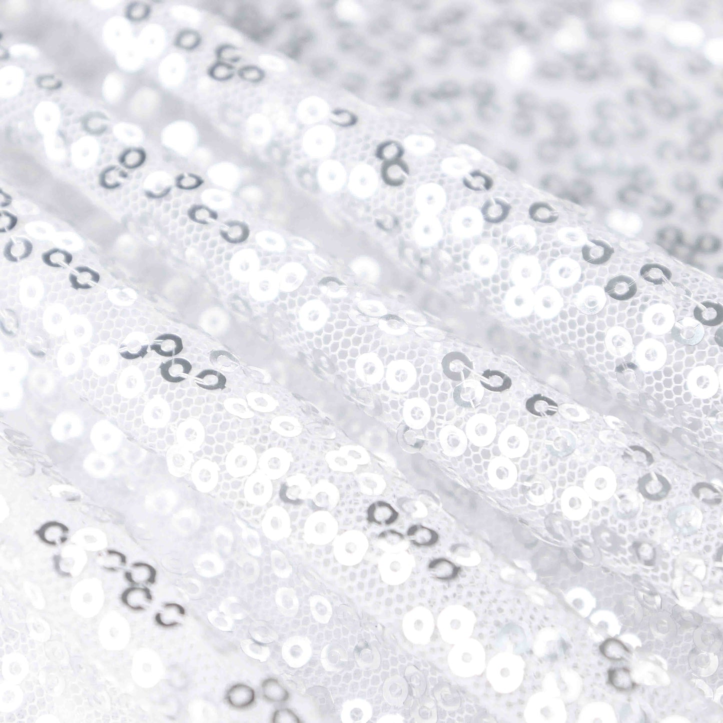 Sequin 17ft Table Skirt Silver - Pleated Satin With Top Velcro Strip